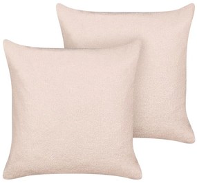 Set di 2 cuscini decorativi bouclé rosa 60 x 60 cm LEUZEA Beliani