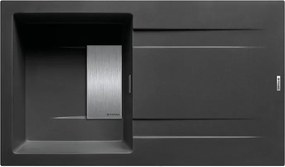 Lavello integrato 1 vasca in granito nero PYRAMIS Kartesio L 50 x L 86 cm, reversibile