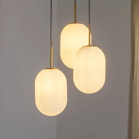 Eko-Light Lampada a sospensione Alias, metallo dorato vetro opalino, a 3 luci rotonda