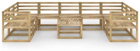 Set Divani da Giardino 10 pz in Legno di Pino Impregnato Verde