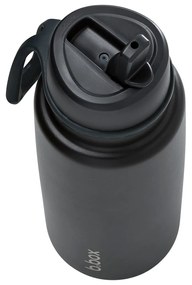 Bottiglia termica in acciaio inox con cannuccia 1l - nera