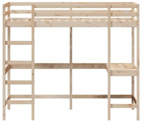 Letto soppalco con scrivania 90x190 cm legno massello pino