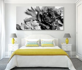 Stampa su tela – Peonie in bianco e nero