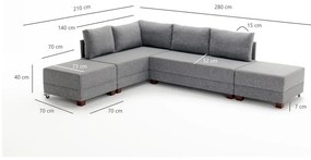 Divano angolare antracite (angolo sinistro) Fly - Balcab Home