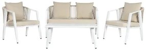 Set Tavolo con 3 Sedie Home ESPRIT Bianco Acciaio 123 x 66 x 72 cm