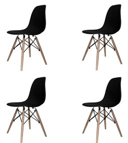 SET 4 SEDIE TOWER WOOD NERE EXTRA QUALITY