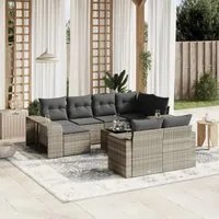 Set Divani da Giardino 11 pz con Cuscini in Polyrattan Grigio 3261302