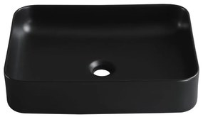 Lavabo da appoggio SENSEA rettangolare in ceramica L 50 x H 12 x P 36 cm nero opaco piletta non inclusa
