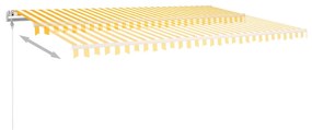 Tenda da Sole Retrattile Manuale con Pali 5x3,5 m Gialla Bianca