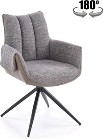 Sedia K579 in tessuto ed ecopelle – grigio perla