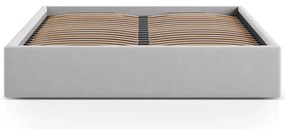Letto matrimoniale imbottito grigio chiaro con contenitore/senza testiera con rete inclusa 200x200 cm Susan – Micadoni