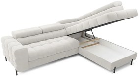 Divano angolare color crema allungabile/con contenitore (con penisola a destra/a L) con rivestimento in bouclé Ferucce – ELTAP