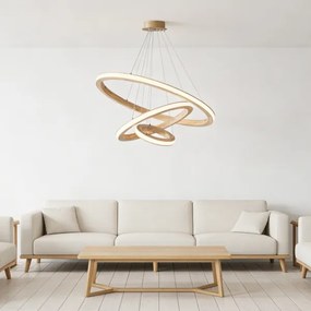 Brilagi - Lampadario LED a sospensione su cavo UMEA WOOD, 45W/230V, Ø 60 cm, in legno di Hevea