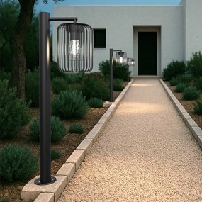 Paletto da Giardino Nero a Lanterna 80cm Base E27 IP54 - Serie NEXUS Colore Nero