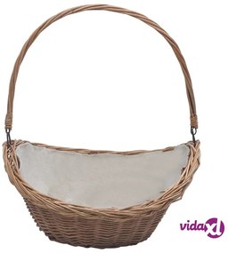 vidaXL Cesta Legna da Ardere con Manico 57x46,5x52cm Marrone in Salice