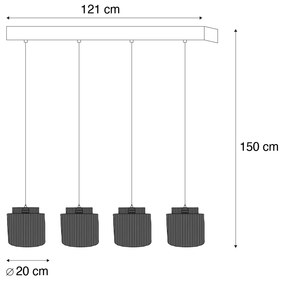Lampada a sospensione Japandi nera con corda marrone 4 luci - Smilla