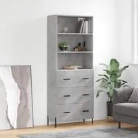 Credenza Grigio Cemento 69,5x34x180 cm in Legno Multistratocod mxl 77476