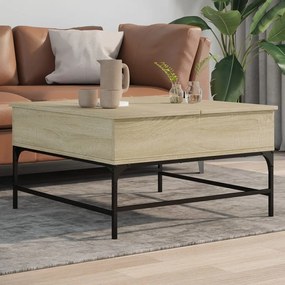 Tavolino salotto rovere sonoma 80x80x45 cm multistrato metallo