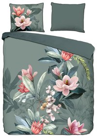 Biancheria da letto matrimoniale in cotone biologico verde Rose, 200 x 200 cm Organic - Descanso