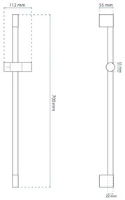 REA-P5981 - Supporto per doccetta a mano 70 cm, oro