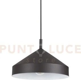 Yurta lampadario sospeso 1 luce attacco e27 nero 30cm in metallo
