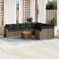 Set Divano da Giardino 10 pz con Cuscini Grigio in Polyrattancod mxl 111880