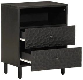 Comodino nero 50x33x60 cm in legno massello di mango