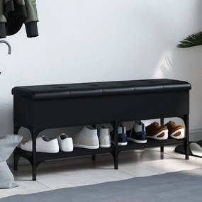 Panca Porta Scarpe Nera 102x32x45 Cm İn Legno Multistrato /