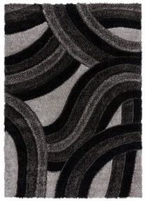 Tappeto nero e grigio tessuto a mano in fibre riciclate 160x230 cm Velvet - Flair Rugs
