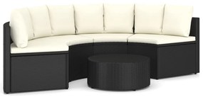 Set Divani da Giardino 5 pz con Cuscini in Polyrattan Nero