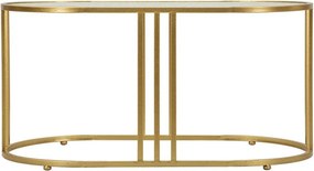 Tavolino da salotto bianco/dorato con piano in vetro 50x90 cm Antalia – Mauro Ferretti