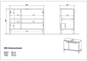 Mobile sotto lavabo grigio e beige in noce 80x59 cm Yonkers - Germania
