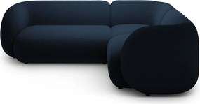 Divano angolare blu (con penisola a destra/a L) con rivestimento in velluto Kate – Micadoni