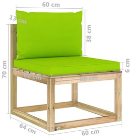 Set Divani da Giardino 11 pz e Cuscini Legno di Pino Impregnato