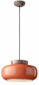 Sospensione Vintage Decò Maracana Ceramica-Vetro Arancio-Marrone 1 Luce E27