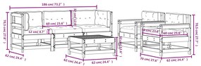 Set Divani da Giardino 6pz con Cuscini in Legno Massello Grigio