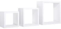 Set di 3 Mensole da Muro Modello RUBIC, Cubi Arredo, Mensole Cubo, Cubi da Parete. Misure 35x35 p15.5 cm 25x25 p15.5 cm e 20x20 p15.5 cm. Finitura BIANCO - MADE IN ITALY