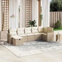 Set Divani da Giardino 7 pz con Cuscini Beige in Polyrattan 3263504