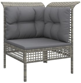 Set divani da giardino 6 pz con cuscini in polyrattan grigio