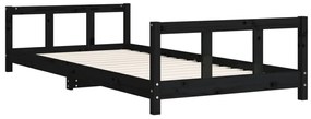 Giroletto per bambini nero 90x200 cm in legno massello di pino