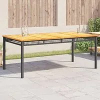 Tavolo da Giardino Nero 180x90x75 cm Polyrattan e Legno Acacia 366279