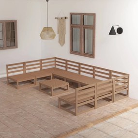 Set divani da giardino 10 pz in legno massello di pino