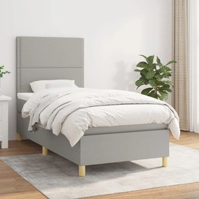 Giroletto A Molle Con Materasso Grigio Chiaro 90x200 Cm Tessuto /