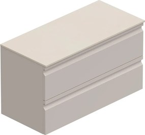 Mobile da bagno sospeso sotto lavabo L 99.5 x H 50 x P 45.5 cm Beige Greige opaco, 2 cassetti Tratto