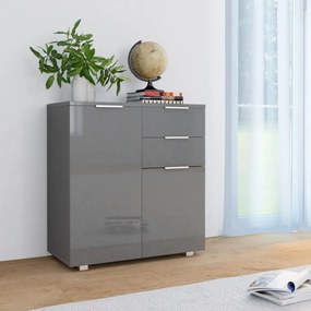 Credenza con finitura lucida grigia 71x35x80 cm in truciolato