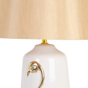 Lampada da tavolo Ceramica Tessuto Sintetico Dorato Bianco 32 x 32 x 43 cm