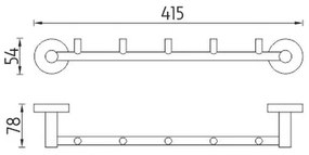 NIMCO UN 13054-5-26 - Appendiabiti da parete UNIX 41,5 cm cromo lucido