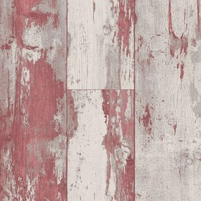 Carta Da Parati Legno Rosso E Beige /