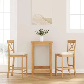 Sgabelli Da Bar Con Cuscini 2pz Naturale Legno Massello Hevea /