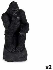 Statua Decorativa Gorilla Nero 20 x 45 x 20 cm (2 Unità)